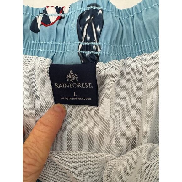 Rainforest Men's Swim Trunks Shorts Patriotic July 4 Red White Blue - Size Large - Picture 4 of 6